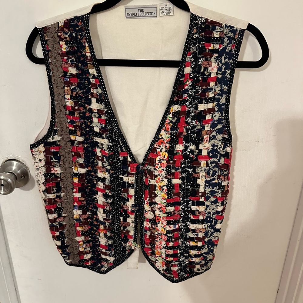 Vintage Patchwork Cotton Vest Boho Cottagecore Everett Collection Small